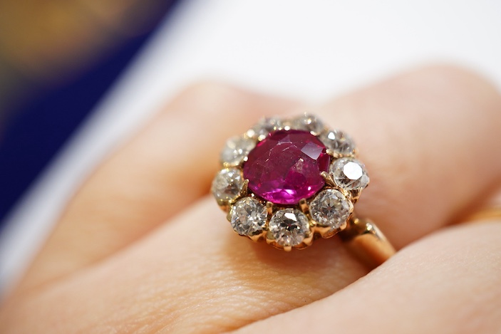 A fine ruby and diamond ring, circa 1900